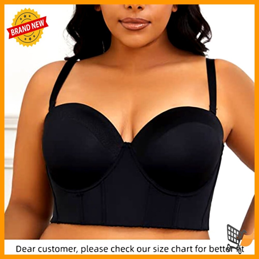 Longline Strapless Bra Full Coverage Minimizer Shapewear Corset Style - Picture 2 of 6